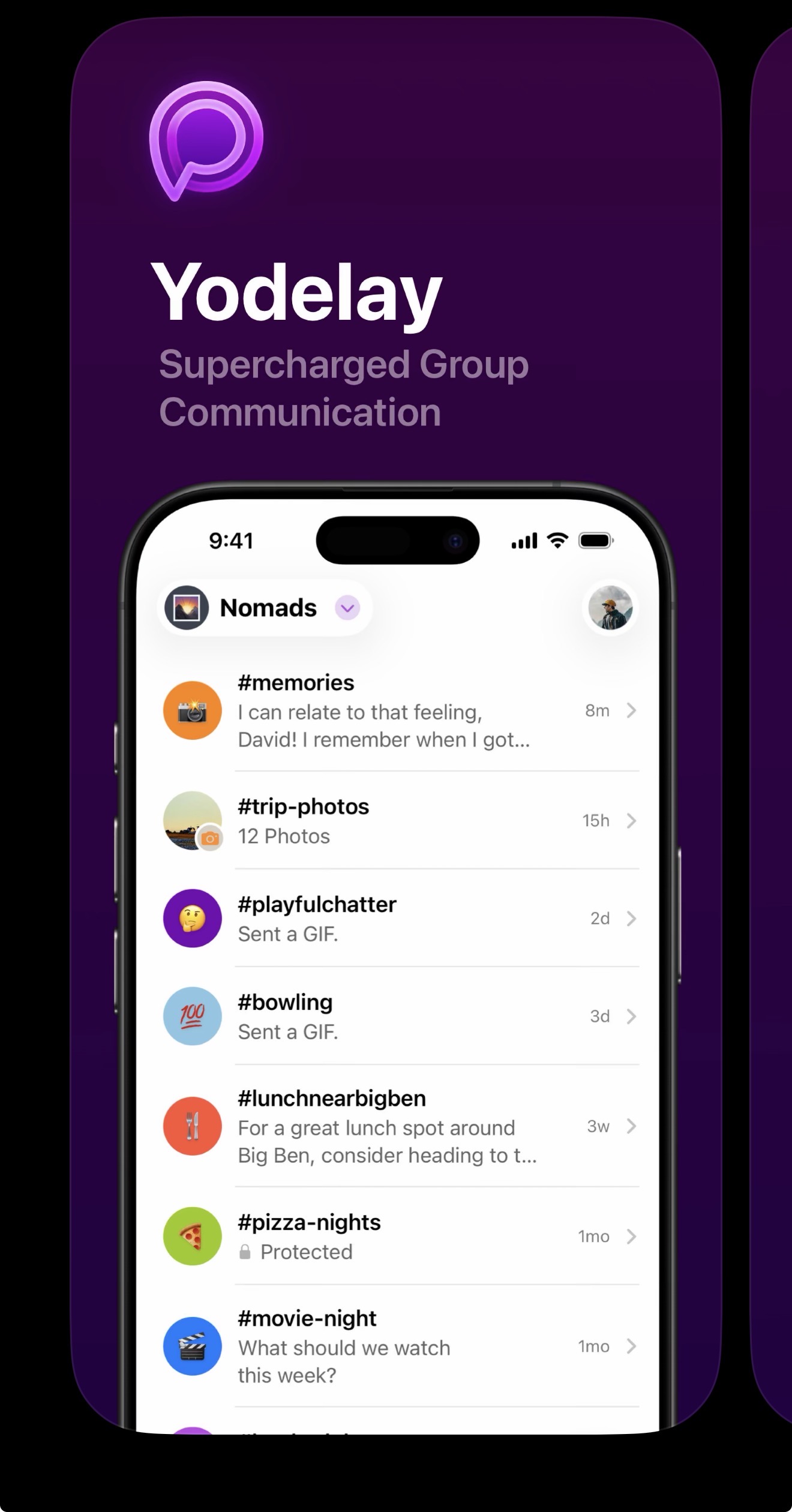 Yodelay channels screen